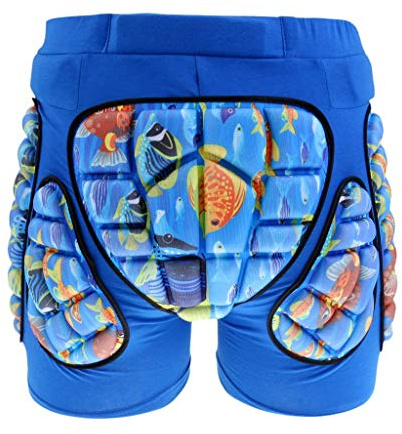 U/D Pantalones cortos acolchados de lujo para patinaje artístico para niños y niñas, almohadillas de protección 3D para caderas, coxis y glúteos (azul, XXS)