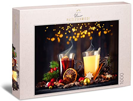 Ulmer Puzzleschmiede - Puzzle Weihnachtszauber - Stimmungsvolles 1000-Teile Weihnachts-Puzzle mit Tee & Punsch Duft in bunter Deko für Weihnachten & Advent