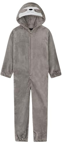 Grenouillère Enfant Combinaison-Pyjama Onesie Animal pour Garçons Et Filles Licorne Lapin Pingouin Dinosaure Chat Chien Koala 2-14 Ans (11-12 Ans, Beige foncé)