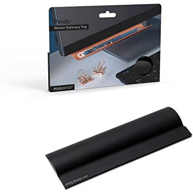 PELEG DESIGN - Pendy Stiftablage für den PC Monitor | Organizer Büro | Stiftehalter | Feste Monitorablage selbstklebend | Schreibtisch Organizer in schwarz | Geschenk für Weihnachten, Geburtstag