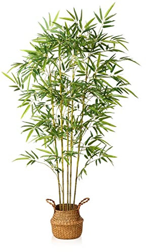Kazeila Artificial Bamboo Tree Artificial Plants Tall Outdoor 160cm Fake PLants in Pot Large Artificial Plants Indoor for Home Office Garden Decoration(1Pack),Green