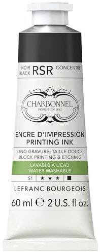Lefranc Bourgeois 301511 Charbonnel, tinta de impresión de cobre lavable con excelente resistencia a la luz, vegana, 100% libre de disolventes, tubo de 60 ml, negro RSR