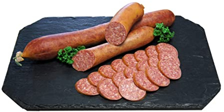 Schlackwurst geräuchert ganze Wurst | Art Salami Wurst Knackwurst traditionell aus dem Räucherofen | Frisch Geräuchertes Schlacke Mettwurst ca. 750g