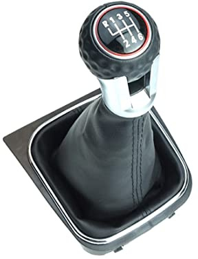 Generisch Schaltknauf Golfball-Optik Schaltsack Rahmen 6 Gang schwarze Naht kompatibel/Ersatzteil für VW Golf 5 V Golf 6 VI Komplettset 1K0711113 5K0711113 1K8711113
