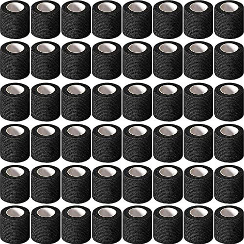 Treela 96 Pack Self Adhesive Bandage Wrap 2 Inch x 5 Yard Self Adherent Cohesive Bandages Elastic Athletic Sports Tape Breathable Wound Tape for Stretch Athletic Wrist Ankle(Black)