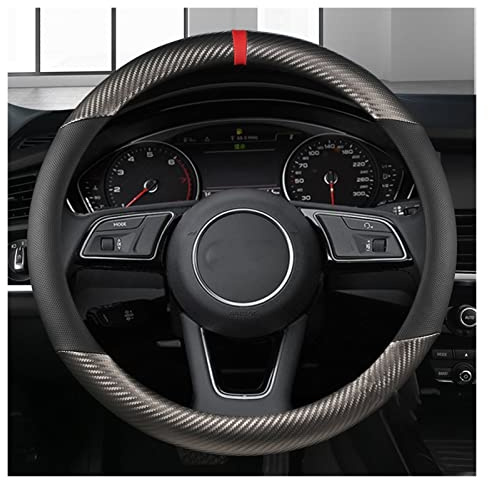 Lenkradbezug Für Audi A1 A3 A4 A5 A6 A7 A8 Q2 Q3 Q5 Q7 Q8 S4 S3 S5 S6 S8 RS6 RS4 Carbon Leder Auto Lenkradbezug 38cm Lenkradabdeckung (Farbe : GREY O SHAPE)