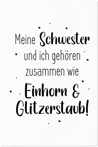 JUNIWORDS Poster, Meine Schwester und ich gehören zusammen wie Einhorn & Glitzerstaub!, 60 x 90 cm (1008690)