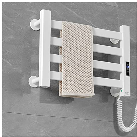 Scalda Asciugamani da Parete Portasciugamani Riscaldato Elettrico A Parete, Staffa for Asciugare Gli Asciugamani con Timer E Termostato, Impermeabile E Antiruggine, Facile da Montare (Color : White)