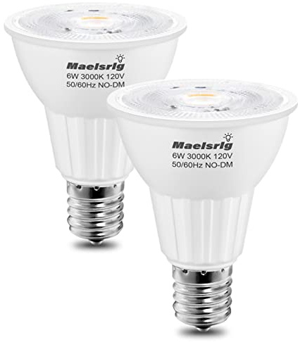 Maelsrlg E17 LED Bulb 6W(60 Watt Equivalent), Intermediate Base Spotlight Bulb, Warm White 3000K, 600 Lumen, E17 Reflector R14 Bulb for Curio Cabinet, Non-Dimmable, Pack of 2