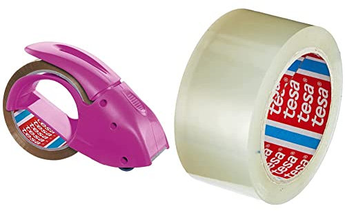 tesapack Abroller Pack' n' Go - Inkl. 50 m x 48 mm Klebeband & pack Solid und Strong - leise abrollbares Paketband/Packband zum sicheren Verschließen von Paketen. Verfügbar in: Transparent und Braun