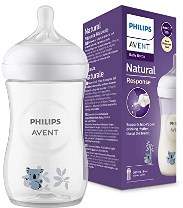 Philips Avent Flasche Natural mit Responsivem Schnuller 260ml Decor coala, 1 Stück (Modell SCY903/67)