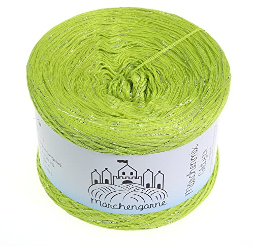 Bobbel Wolle Uni + Silber Glitzer 300g - 1140m 4Fach Farbverlaufsgarn Größe Strickwolle Häkeln (Kiwi Silber Glitzer)