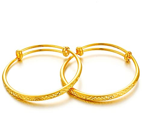 Ethlyn Bracelets pour Bébés Filles Garçons Plaqué Or Bébé Nouveau-né Bracelets Enfants Cadeau d'Anniversaire de Noël 2 pcs/lot, 1.97in, Cuivre