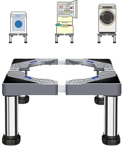 Base de Lavadora Pedestal de Lavadora para Frigorífico, Secadora y Congelador Carga 150kg, Anchura Altura Ajustable(40-60cm,17-20cm)
