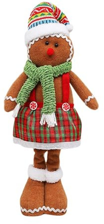 harayaa Weihnachten Dekor Puppen Lebkuchen Mann Puppe Lange Beine Plüsch Puppe Figur Weihnachten Lebkuchen Mann Ornamente, Farbe Hut