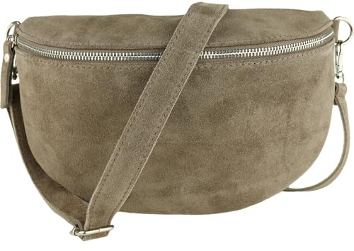 MIRROSI® Bauchtasche Damen, Made in Italy, Echtleder Umhängetasche Echtes Leder, Brusttasche, Crossbody Bag aus Echtem Leder, in 3 Größen erhältlich