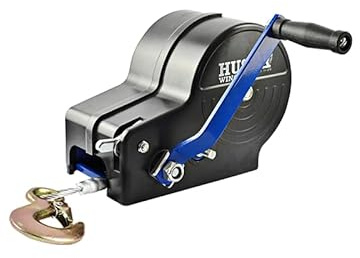 Husar Winch Cabrestante Manual Con Carcasa de 2500 lbs | 1133 Con Cable de Acero De 10 metros, Fabricado En Acero Inoxidable, Freno de Trinquete, De Simple Efecto, Para Barcos, Remolques, Industria