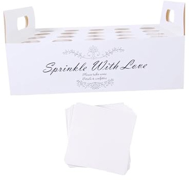 Perfeclan Konfetti-Kegel-Ständer-Box, Konfetti-Kegel-Halter-Box für Hochzeiten, Party-Dekorationen, Tafelaufsatz, Papierkegel, Tablett-Box für Partys, 20 Löcher Weiß