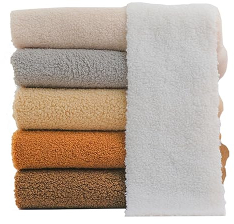 Sherpa Fleece Stoff Kunstfell Weich und Flauschig Kunstpelz Stoff Imitations Schafsfell Stoff Dekostoff Künstliche Pelz Materialien für Bettwaren Schaf Decke Überwürfe Kleidung, 50x160cm (Color : Cre