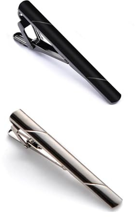 Tie Clips for Men,2 PCS Long Styles Tie Bar Clips Square Edges Tie Tack Pins Men's Tie Accessories for Business Wedding Engagement
