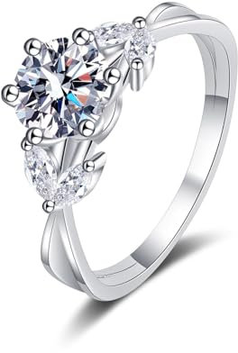 KnSam Weißgold 585 Diamantring, 1ct Labor Erstellt Diamant Trauringe Klassiker Rund Design, 14K Verlobungsring Echt Goldschmuck für Damen, Gr.54 (17.2)