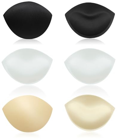 FUIPVGI 3 Paires Coque Soutien Gorge, Coussinets Soutien-Gorge et Volumateurs Push Up Breast Enhancer, Coussinets Soutien-Gorge Amovibles Inserts pour Soutien-Gorge de Bain et Bikini (3 Couleurs)