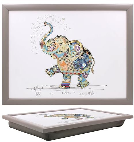 Lesser & Pavey Bug Art Eddie Elephant Laptray con Bolsa de Frijoles para Servir Platos | Bonitas bandejas de Regazo para Comer en el Regazo para la Cena o el Desayuno | Bandejas de Comida de Nuevo