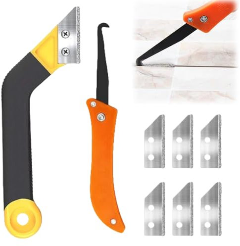 Strumento per Rimozione Fughe,8 pezzi Raschietto per Piastrelle,Utensile per Rimuovere Fughe Piastrelle,Piastrelle Strumento di Rimozione Malta,per Pulizia Pulisci Fughe per Giunti