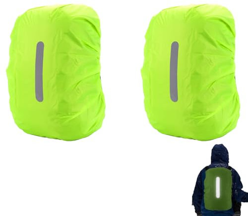ARROMI 2 Stück Rucksack Regenschutz (30-40L), Wasserdichter Rucksack Regenhülle, Regenhülle Rucksack, Rucksack Regenschutzhülle für Wandern Camping Radfahren (Fluoreszierendes Grün)