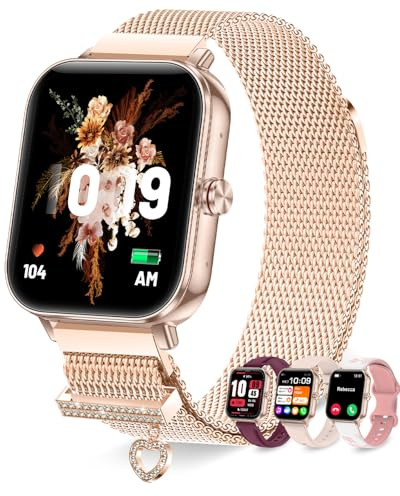 Orologio Smartwatch Donna 4 Cinturini Autonomia 20 Giorni 1.85 Orologi Smart Watch Donna Chiamate Notifice WhatsApp Contapassi Frequenza Cardiaca Sonno 100+ Sportivo Orologio Fitness per Android iOS