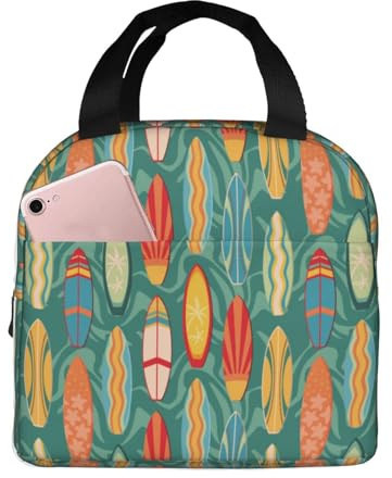 Borsa termica per il pranzo per uomini e donne, da lavoro, con tavole da surf colorate, borsa termica morbida per viaggi, piccola scatola per il pranzo per adulti, alla moda, per uomini, donne, uomini