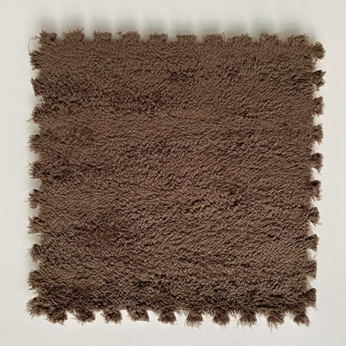HGOuhKPlüsch-Puzzle-Schaum-Bodenmatte 5 flauschige, ineinandergreifende Schaumstoff-Fußmatten, flauschige Schaumstoff-Fußmatten, einfach zu installierende quadratische Teppichfliesen, Schaumstoffmatte