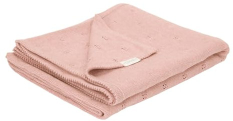 Little Dutch Strickdecke Decke Babydecke Sommerdecke Baby (70x100 cm) Blossom rosa - Pure