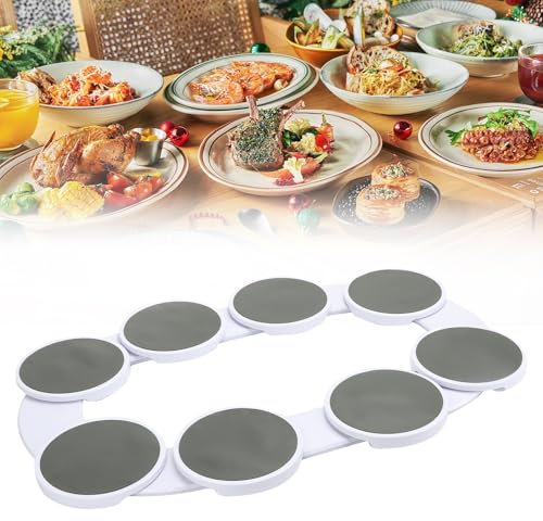 Bandeja Giratoria para Mesa, Plataforma Giratoria para Mesas Rectangulares Largas, Platos Giratorios para Servir 360°, Fuente Giratoria para Cocina, 8 Bandejas