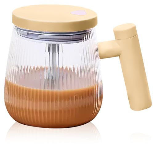 Tazza auto-commovente da 400 ml, in vetro borosilicato alto, tazza per miscelazione elettrica con coperchio, con manico, per caffè, tè, succhi di frutta, latte, cacao