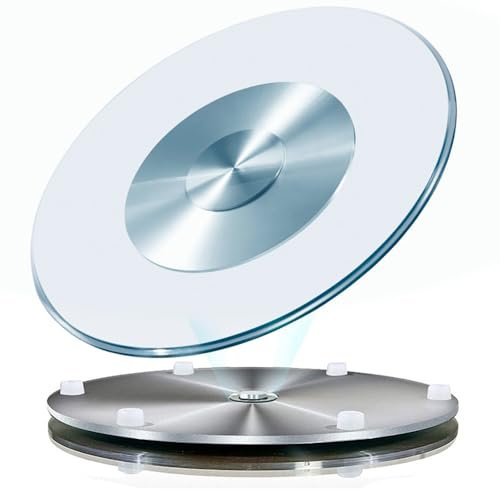 Generisch Lazy Susan-Drehteller, 76,2 cm, für Küchentisch, Lazy Susan, gehärtetes Glas, Lazy Susan-Drehteller, Esstisch-Organizer, 360° schwenkbares Serviertablett, Aluminiumbasis (Größe: 70