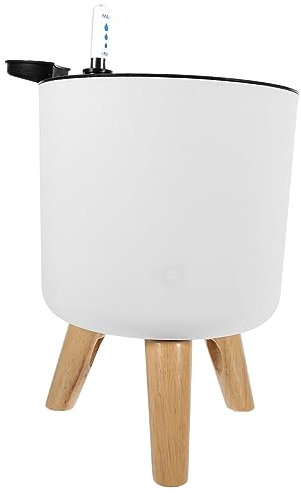 Abaodam Pot De Fleurs Moderne sur Pied Blanc avec Indicateur De Niveau d'eau, Taille Moyenne, Jardinière avec Support en Bois pour Plantes D'intérieur, pour Salon Et Jardin