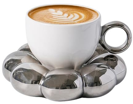 Tazza per bevande floreali – Tazza da caffè a forma di , in ceramica | Set di teaucer per acqua, collezione di tazze artistiche, motivo girasole, supporto per tè, stile casa, elegante