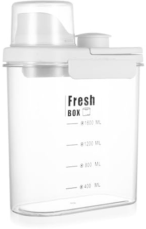 1600 ML Waschmittelbox,Luftdichter Waschmittelspender, Waschpulverspender Flüssigwaschmittelbehälter für Pulver Waschpulver Aufbewahrungsbox Dosierer