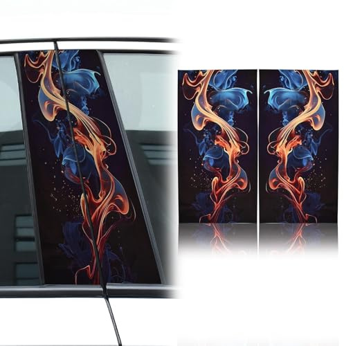 Blueshyhall B Säulen Aufkleber Auto Bunt Rauch Motiv, 2 Stück Mittelsäule Aufkleber Schwarz mit Rauch Wolken Muster Kratzfest Wasserfest, Coole Auto Aufkleber Seiten Car Tuning Sticker (C)