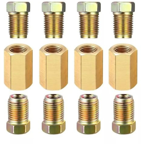 3/16 Inch Brake Line Fittings Set M10 Thread Brass Pack of 12