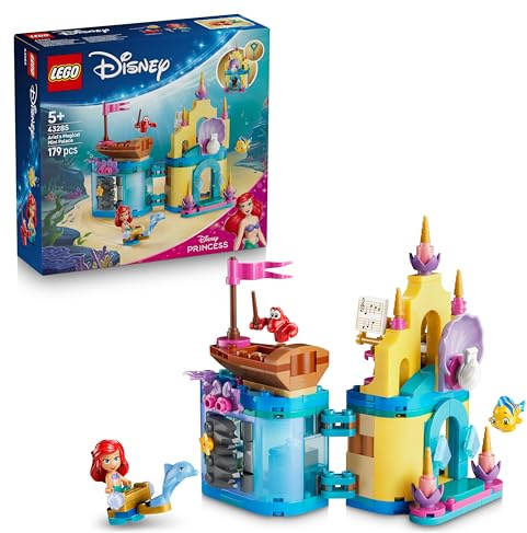 LEGO ǀ Disney Princess Arielles Magisches Mini-Schloss - Spielzeug Schloss aus Die kleine Meerjungfrau mit Einer Mikro Puppe, Tierfiguren Sebastian & Fabius - Geschenk für Mädchen ab 5 Jahren - 43285