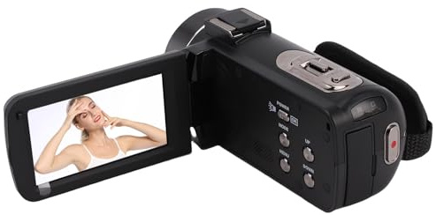Tangxi Videocámara con Cámara de Vídeo 4K, Zoom Digital de 18X, Pantalla Táctil de 3 Pulgadas, Cámara Vlog UHD de 64MP con Micrófono Estabilizador, Control Remoto, Tarjeta 32G y 2