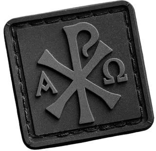 Chi Rho dämpad PVC-lapp - 1 × 1 i Mini Ranger Eye | Alpha Omega Faith Symbol | Taktisk & utomhusutrustning morale patch | Krokbaksida (låssidan ingår inte) | Hållbar, vattentät, lätt att rengöra gummi