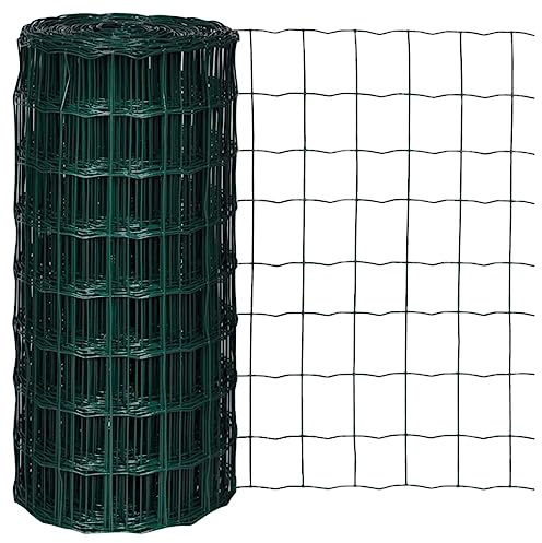 Gartenzaun Maschendraht 10 x 0,8 m, 100x100 mm Maschenweite, PVC-beschichteter Stahldraht, Grün, langlebiger Zaun für Garten, Schutz von Tieren und Pflanzen, Rolle