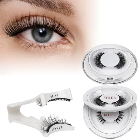 Wiederverwendbares Magnetische-Wimpern natürlicher Look mit Applikator, 2 Paar Magnet-Wimpern Set kein Kleber nötig Wimpern-magnetisch QUEWEL einfach zu tragen und zu entfernen mit Anleitung (06-B+J)