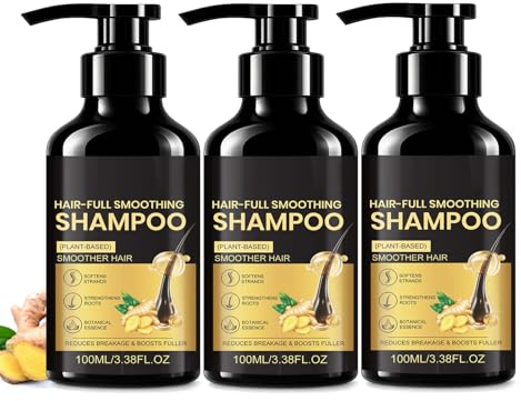 Anti-håravfall schampo ingefära, schampo Mot håravfall, volym schampo med ginseng och ingefära, närande hårschampo för tunt hår hår djuprengöring, för fullt verkande hår (3 st)