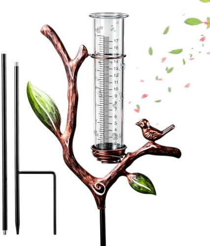 KONUNUS Regenmesser für Garten, Niederschlagsmesser Garten | Regenmesser mit h-förmigem Metallständer für Garten, Rasen und Terrasse