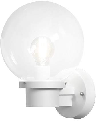 Konstsmide Nemi Wandleuchte B: 20 cm T: 21.5 cm H: 29 cm, 1 x 60 W, IP44 Kunststoff, mit Dämmerungssensor, weiß 7322-250