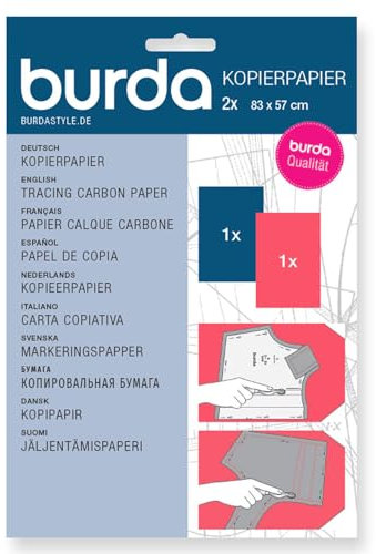 Burda Style Kopierpapier | Schnittmusterpapier | Kopierfolie | 2 Blätter 83 x 57 cm - Blau/Rot, Einheitsgröße